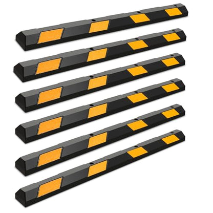 72" Rubber Parking Curb with Yellow Reflective Stripes