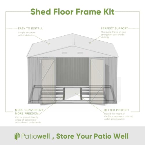 10x8 FT Outdoor Storage Shed with Floor Frame