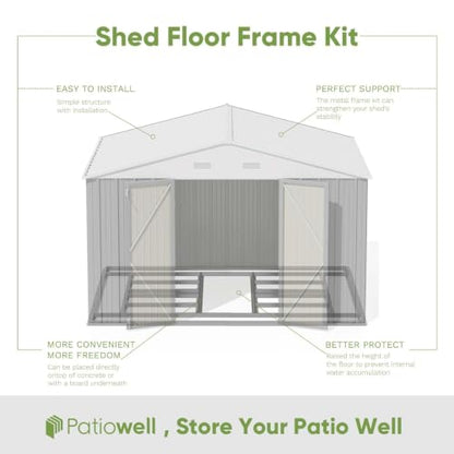 10x8 FT Outdoor Storage Shed with Floor Frame
