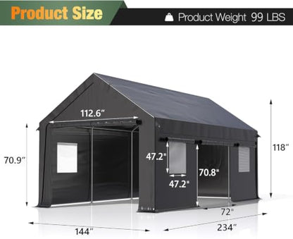 12x20 FT Heavy Duty Carport Tent with All