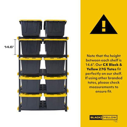 5 Tier Heavy Duty Plastic Storage Shelves for Garage Organization (5 Count)