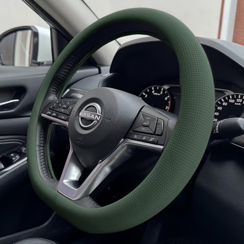 D Shaped Nappa Leather Steering Wheel Cover 14.5