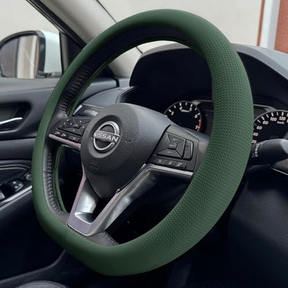 D Shaped Nappa Leather Steering Wheel Cover 14.5