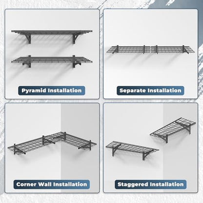 2 Pack Garage Shelving Wall Mounted