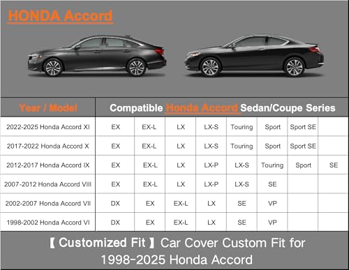 Waterproof Heavy Duty Car Cover Custom Fit Honda Accord 2001