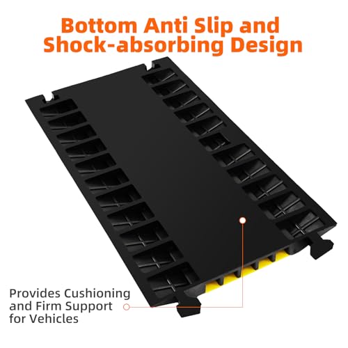 2 Pack 5 Channel Cable Protector Ramp Traffic Wire and Hose Ramp Cord Cover Heavy Duty Channels 18