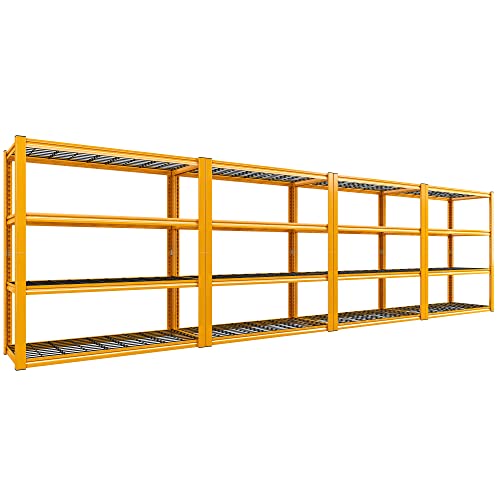 40" W Yellow Garage Shelving with Double (4 Count)