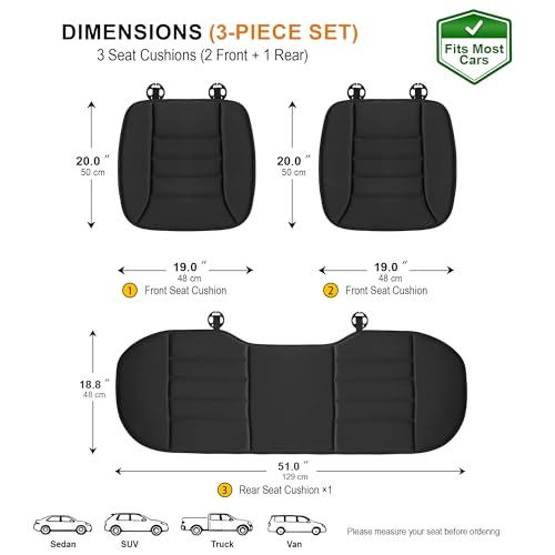 3 Piece Memory Foam Car Seat Cushion Set for Driving Comfort (3 Count)
