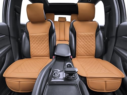 Car Seat Cover Full Set Leather Waterproof Front Rear Cognac