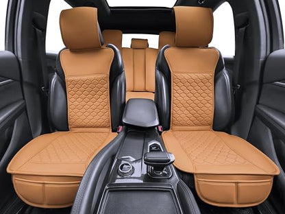 Car Seat Cover Full Set Leather Waterproof Front Rear Cognac