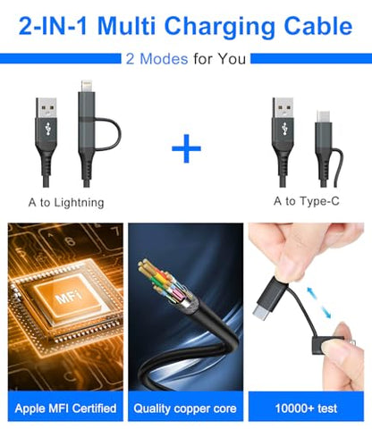 USB to USB C and Lightning Cable Support Apple Carplay & Android Auto