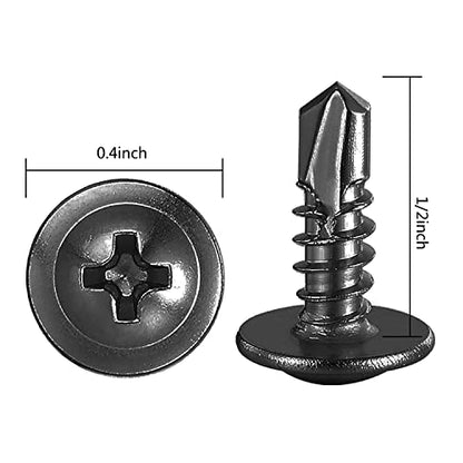 400Pcs)#8×1/2” for Sheet Metal Self-Tapping Screws 410 Black Stainless Steel Truss Head High-Strength Quick Tapping