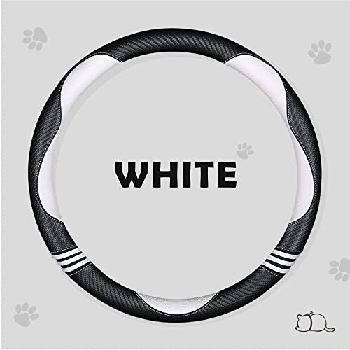 Car Steering Wheel Covers for Women Padded Carbon Fiber PU Leather Cute Auto Interior Accessories for Vehicle