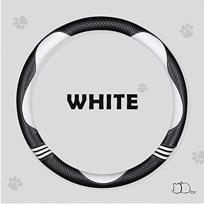 Car Steering Wheel Covers for Women Padded Carbon Fiber PU Leather Cute Auto Interior Accessories for Vehicle