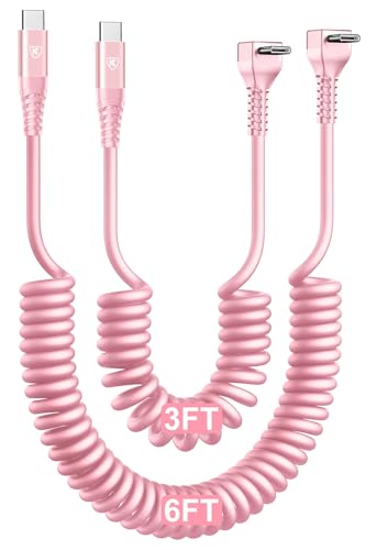 Coiled USB C to C Cable for Car 3FT (2 Count)