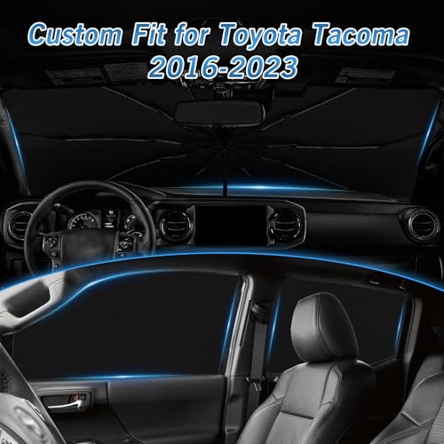 Windshield Sun Shade Umbrella for Toyota Tacoma Double Cab 2016 2017 2018 2019 2020 2021 2022 2023 Rear Window Shades 100% UV Protection and Blackout Privacy 5PCS Car Window Covers Accessories (5 Count)