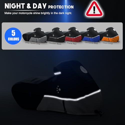 Motorcycle Cover 420D Heavy Duty All Season Universal Weather Waterproof Outdoor Protection 86" XL Vehicle Cover