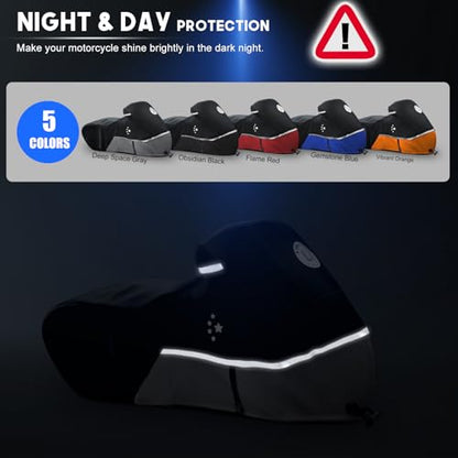 Motorcycle Cover 420D Heavy Duty All Season Universal Weather Waterproof Outdoor Protection 86" XL Vehicle Cover