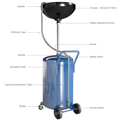 20 Gallon Waste Oil Drain Tank with Wheels