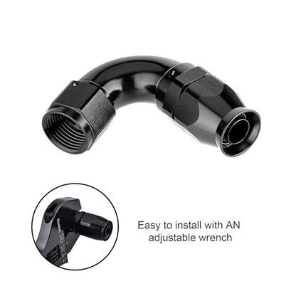 8AN 120 Degree PTFE One Piece Full Flow End Hose Fitting Aluminum Black