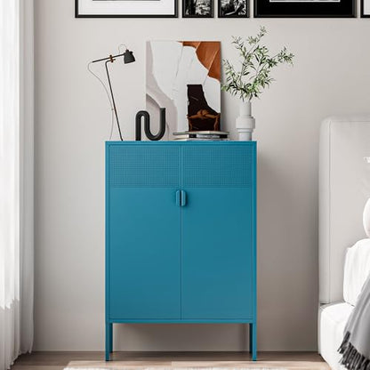 2 Mesh Door Metal Cabinet with Adjustable Shelves