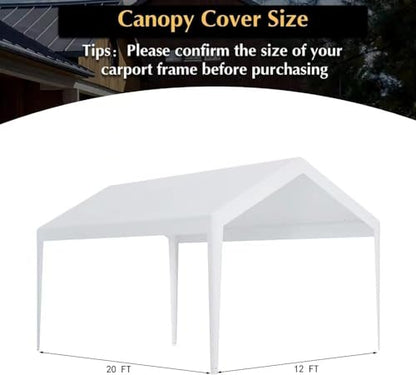 12 x 20 FT Carport Replacement Cover (192 Ounce)