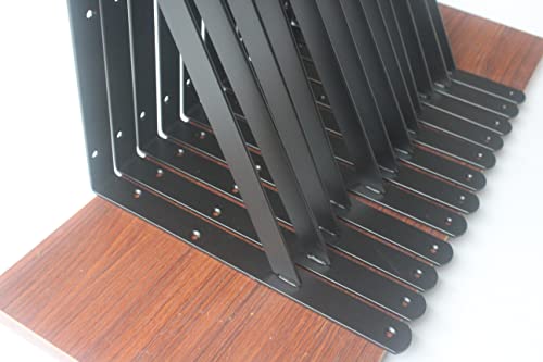 30 Pack L18 x H 12" Black Heavy Duty Shelf Brackets with Screws Metal Shelf Brackets Shelf Support Angle Brackets for Shelves L Brackets Heavy Duty Floating Shelf (30 Count)