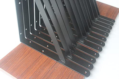30 Pack L18 x H 12" Black Heavy Duty Shelf Brackets with Screws Metal Shelf Brackets Shelf Support Angle Brackets for Shelves L Brackets Heavy Duty Floating Shelf (30 Count)