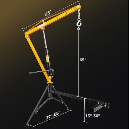 Truck Crane 1000 lb Receiver Hitch Hydraulic 360 Swivel