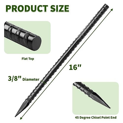 16 inches Ground Rebar Stakes (16 Count)