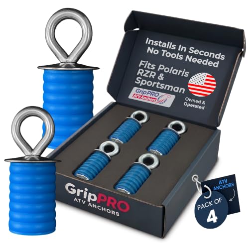 GripPRO ATV Lock & Ride Tie Down Anchors Fit Polaris RZR & Sportsman 4 (4 Count)
