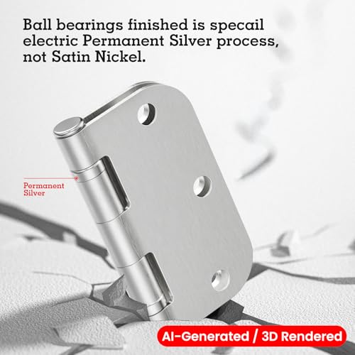 Rounded Brushed Nickel Door Hinges 3.5" 5 (18 Count)