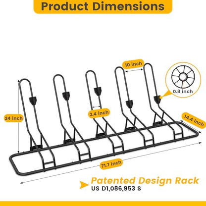 Floor Bike Rack for 5 Bikes