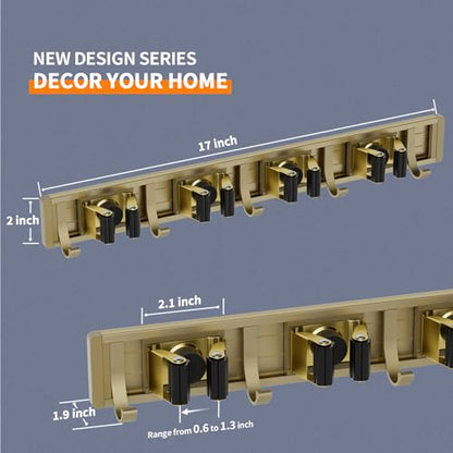 Broom Holder Wall Mount Mop Hanger Tools organizer 4Racks 5Hooks