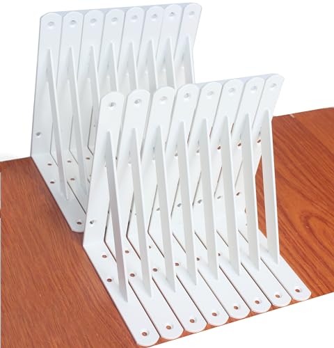 16 Pack L8 x H 6" White Heavy Duty Shelf Brackets with Screws Metal Shelf Brackets Shelf Support Angle Brackets for Shelves L Brackets Heavy Duty Floating Shelf (16 Count)