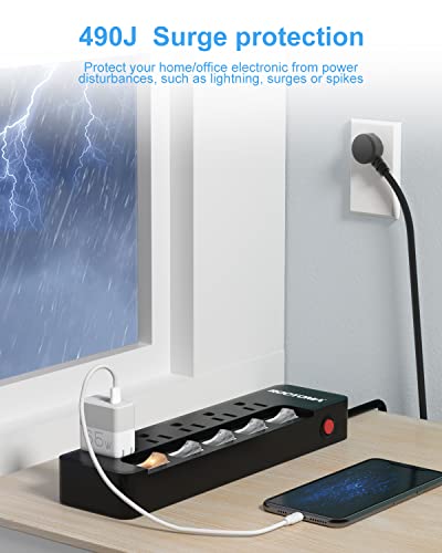 Black Appliance Extension Cord with Individual Switches on Off