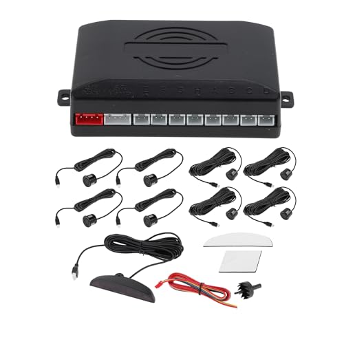 Universal Car Auto Vehicle Reverse Backup Radar System Reverse Parking Sensors Alarm Buzzer Reminder Distance Detection Black 8 Parking Sensors
