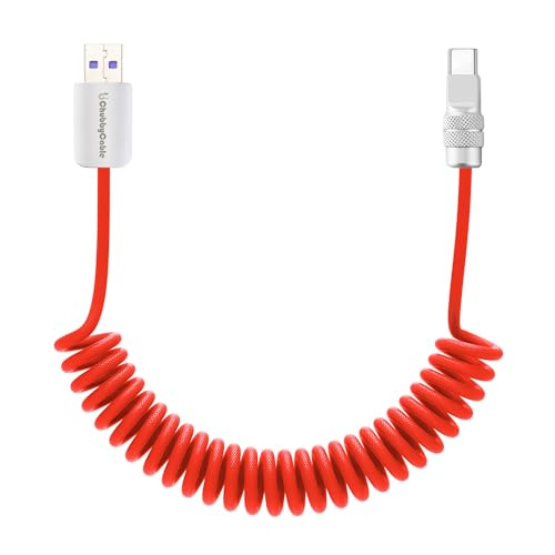 USB A to C 120W Braided Coiled Charging Cable