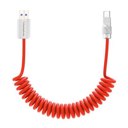 USB A to C 120W Braided Coiled Charging Cable