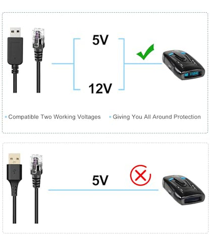 Radar Detector Cable with USB to RJ11 Plug