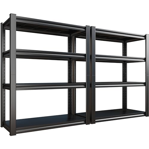 40" W Garage Shelving Heavy Duty Storage Shelves 56.9" H Metal Shelving Heavy Duty Load 1600LBS Adjustable Metal Shelves for Storage for Pantry Kitchen 40" W x 19.1" D x 56.9" H 2 Pack (2 Count)