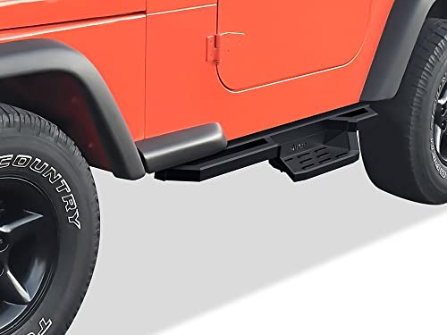 Stainless Steel 6.5in Side Bars Pocket Steps Square Tube Rocker Guards Compatible with Jeep Wrangler TJ YJ 2Dr 87