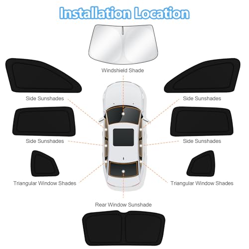 Car Window Shades for Volkswagen Tiguan 2018 2019 2020 2021 2022 2023 Windshield Sun Shade Side Window Cover UV Block Privacy Protection Accessories for Camping Blackout Rear Back Full Set 8PCS (8 Count)