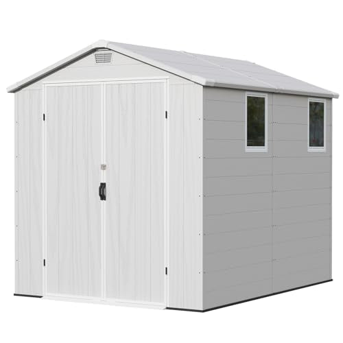 6X8 FT Resin Outdoor Storage Shed with Floor