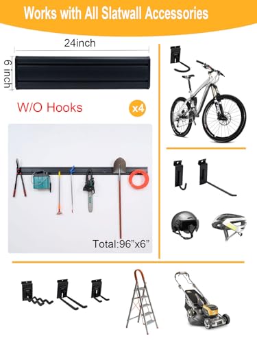 Slatwall Panels Garage Tool Organizer Wall Mount Garage Slat Wall Storage Systems (4 Count)