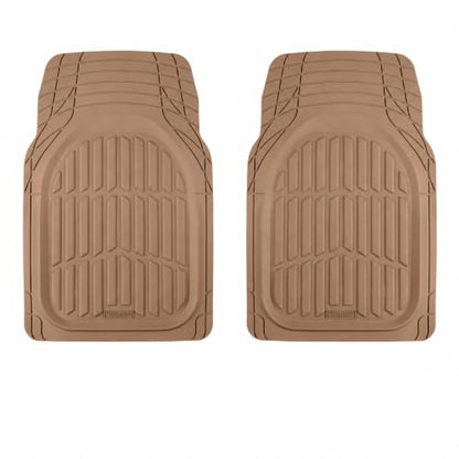 MotorTrend FlexTough Beige Car Floor Mats Rubber All Weather Automotive 2pc
