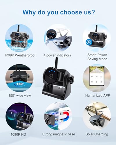 1080P Solar Magnetic Wireless Backup Camera