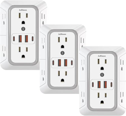 3 Pack Surge Protector Outlet Extender (3 Count)