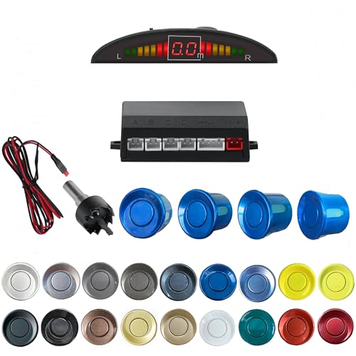 Parking Sensor Kit Backup Sensor Kit Reverse Sensor for Car 20 Color Options for Probes Adjustable Alarm Volume Professional Sensore de Reversa para Carro Safe Driving Assistant（Blue） (4 Count)