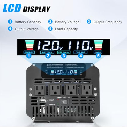 4000 Watt Power Inverter 12V to 110V 120V for Vehicle